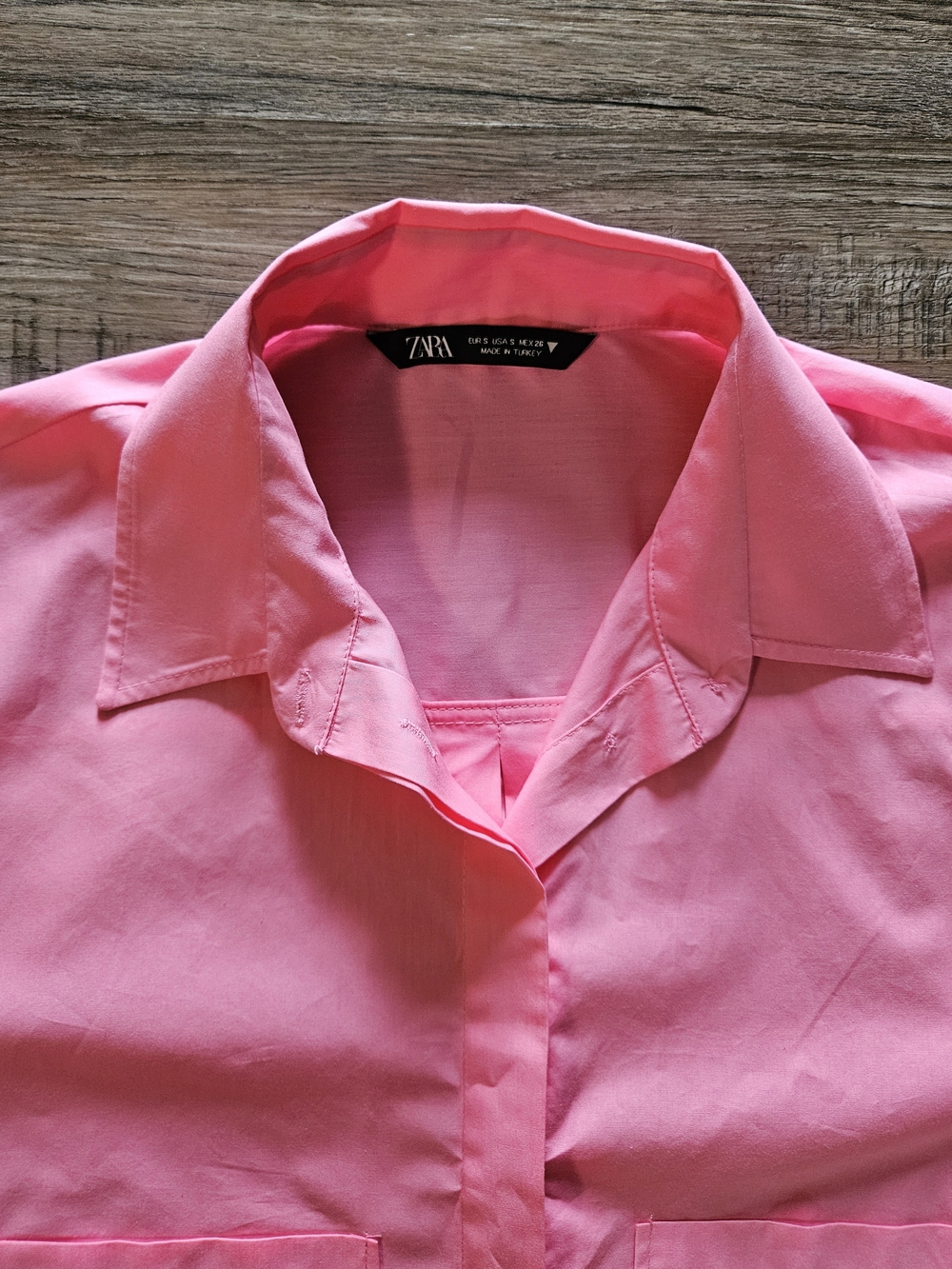 Zara Hot Pink Cropped Poplin Button Down Top - Picture 2 of 10
